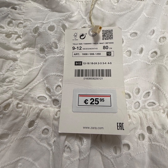 Zara Kids Baby Girl White Eyelet Lace Lined Dress Size 9-12 months, NWT - Picture 6 of 11